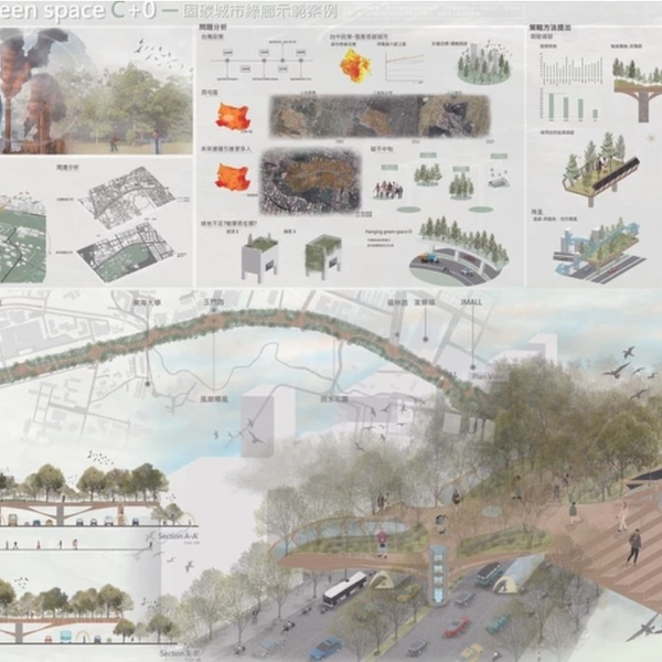 2050願景台中都市設計競圖-城鄉規劃組優選 /Hanging green space /林以恩、張芫禎，指導教師：李麗雪